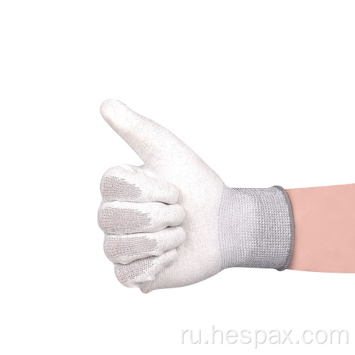 HESPAX Polyester Углеродное волокно антистатические рабочие перчатки PU